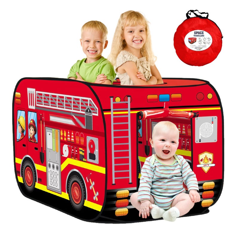 Cecailin Pop Up Tent for KidsFire Truck Play Tent Role Play Firefighter TentLarge Easy to OrganizeBirthday Gift for Girls BoysCan Be Played with by 23 Kidsfor Toddler Indoor Outdoor Red - Image 3