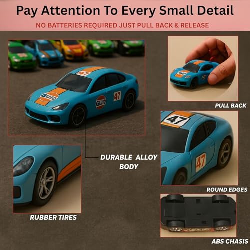 GRAPHENE 50 Unbreakable Pull Back Cars for Kids Metal Alloy Mini Racing Diecast Car Toy Set Strong & Durable Vehicle Pack for Boys, Birthday Gift, Return Gift, khelona Toys(Racing Cars) - Image 4