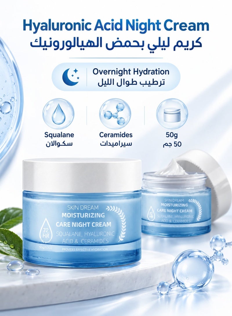 SKIN Hyaluronic Acid Night Cream for Face – Overnight Hydating Moisturizer for Soft, Smooth-Looking Skin - Image 2