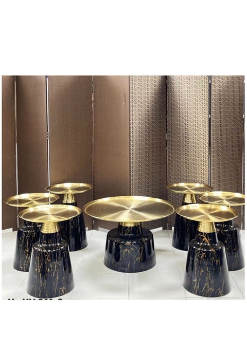 A Set Of 7 Pieces Coffee Table With Modern Round Small Side Table Living Room Decorative End Table Modern Tea Table 45 CM/80 CM