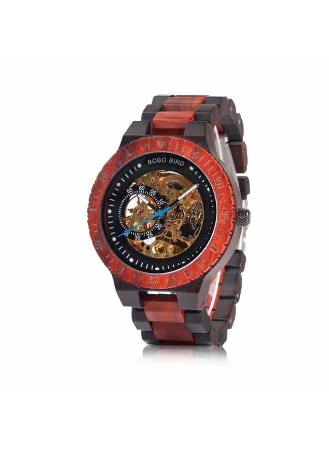 BOBO BIRD Mens Wooden Watches Luxury Mechanical Watch Lightweight Wood Band Timepieces for Men with Gift Box, Red, Mechanical - Image 1