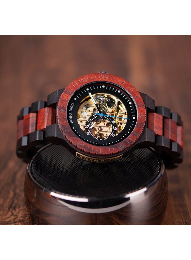 BOBO BIRD Mens Wooden Watches Luxury Mechanical Watch Lightweight Wood Band Timepieces for Men with Gift Box, Red, Mechanical - Image 3