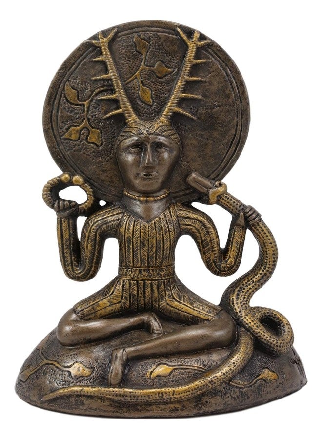 Ebros Gift Ebros Seated Celtic Horned God Herne Cernunnos with Deer Antlers and Earth Disc Statue Oberon Zell Rendering of Gundestrop Cauldron Sculpture 6.25" Tall Wicca Paganism Accent Home Decor - Image 1