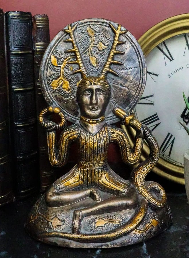 Ebros Gift Ebros Seated Celtic Horned God Herne Cernunnos with Deer Antlers and Earth Disc Statue Oberon Zell Rendering of Gundestrop Cauldron Sculpture 6.25" Tall Wicca Paganism Accent Home Decor - Image 2