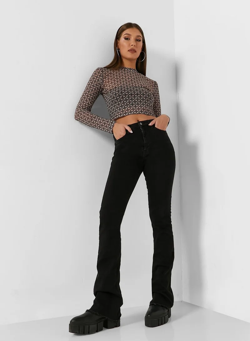 Miss Selfridge Printed Crew Neck Top