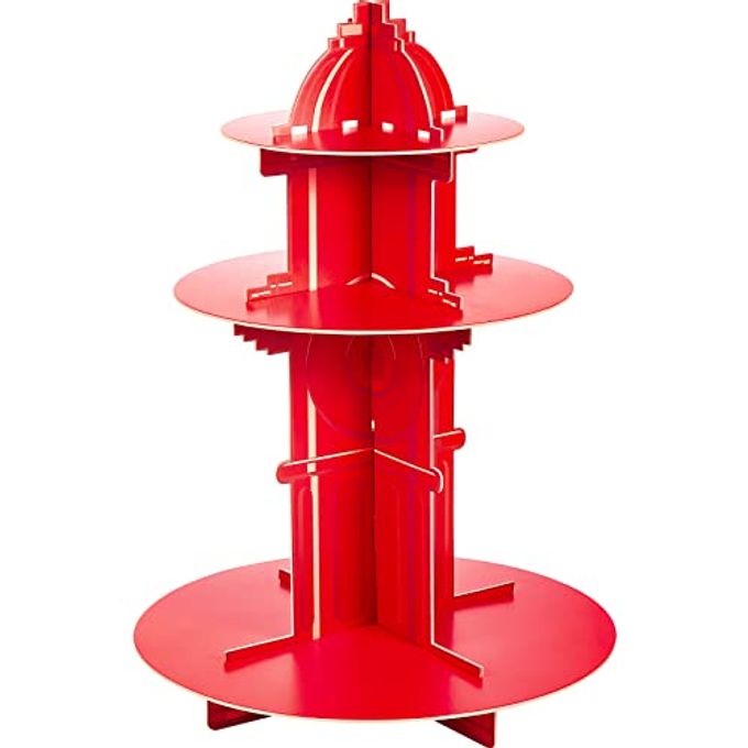 Yexiya Fire Hydrant Cupcake Holder 3 Tier Fire Hydrant Cupcake Stand Fighter Theme Holder Stand Truck Birthday Party Supplies Party Decor Decorations