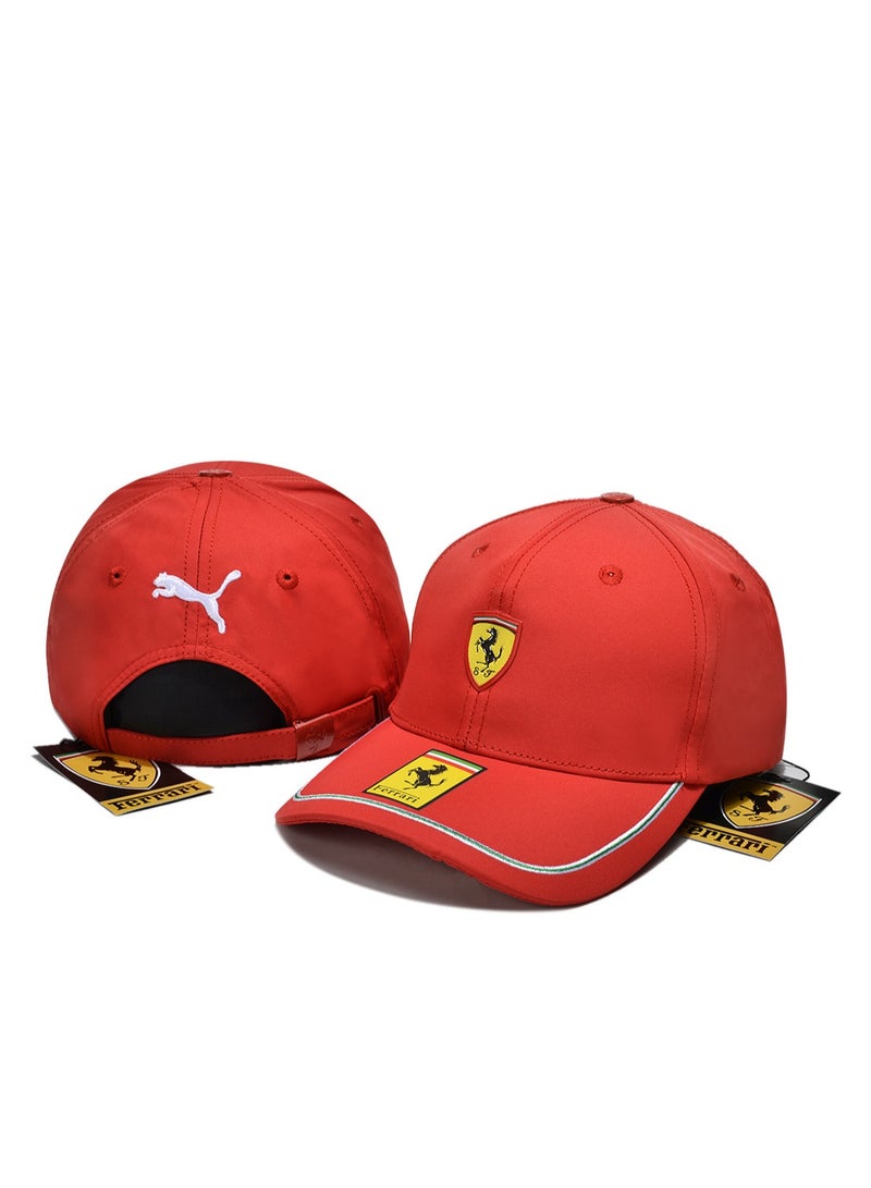 فيراري x Puma Red Baseball Cap with Embroidered Branding