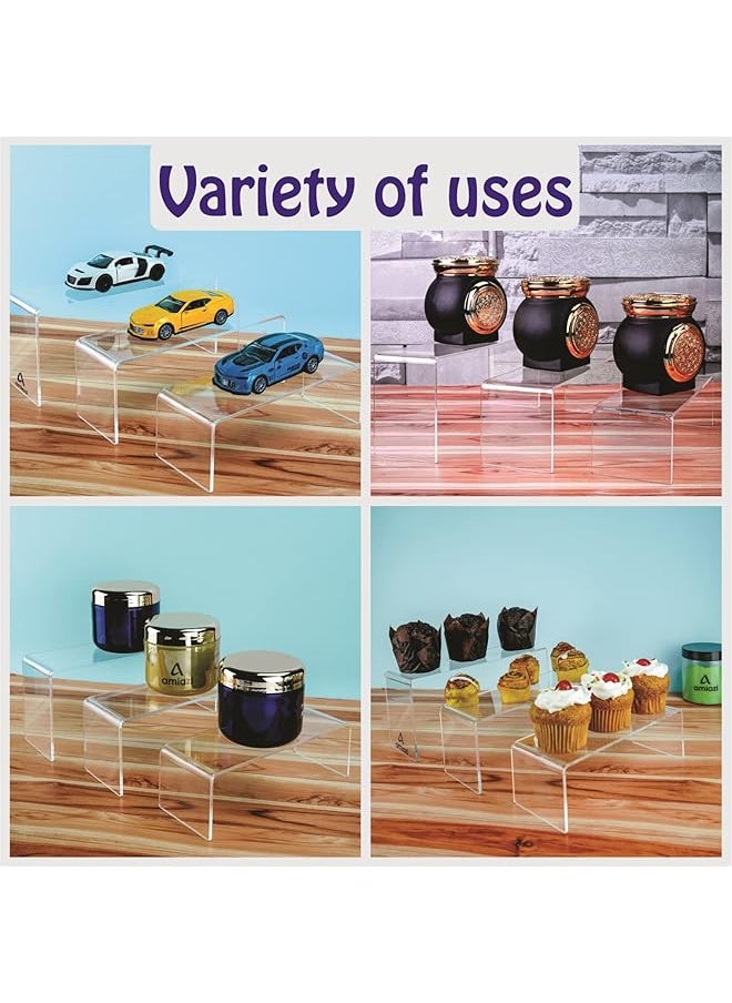 erorex Amiazi 6 Pcs Clear Acrylic Showcase Display Risers Dessert And Cupcake Stand Risers For Party Event Shoe Riser Display Organizer Cosmetics Display Riser  - Image 4
