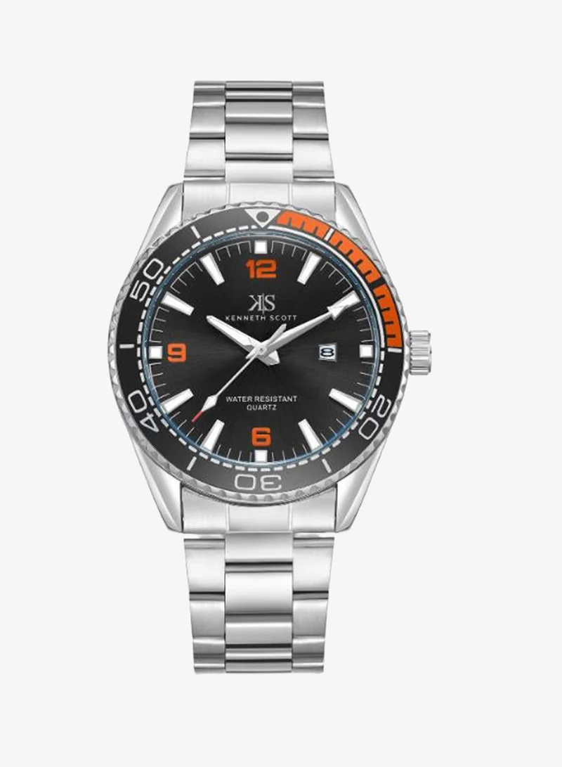 Kenneth Scott Men's Stainless Steel Analog Watch K23024-SBSB - 44 mm