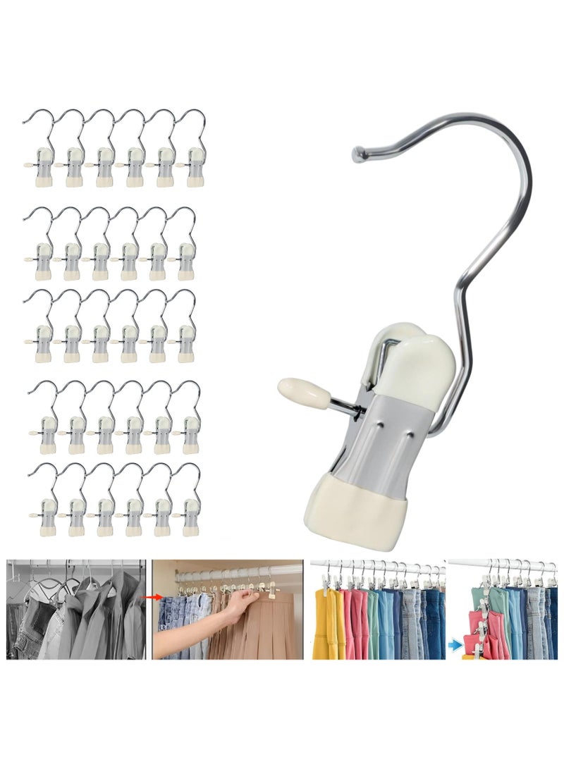 BenQuand Hanger Clips for Closet, 30Pcs Hanging Hooks for Laundry, Towel Clips Boot Organizer for Home and Travel, Clothespins Clip Hangers for Pants Hats Socks Gloves, Strong Flocked Hangers for Dresses, Coats, Shirts, Jackets  - Image 1