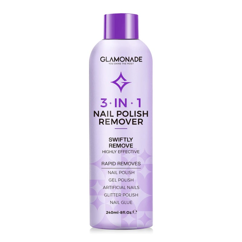 Glamonade Acetone Nail Polish Remover: Professional Gel Polish Remover for Nails - Gel Nail Polish Remover for Removal of Gel/Glue/Artificial nail - with Grape Seed Oil for Gentle Removal(8 Fl Oz) - Image 1