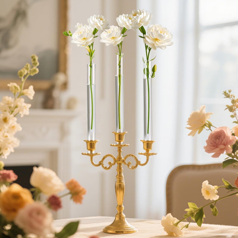 linastu 6 Pack 7.9â€ Acrylic Bud Vase â€” Cylinder Bud Vase for Taper Candlesticks, Flower Vase with Silicon Rubber Case Fits Candlestick Size 20-22mm, Perfect for Tablescapes, Weddings & Home Decor - Image 2