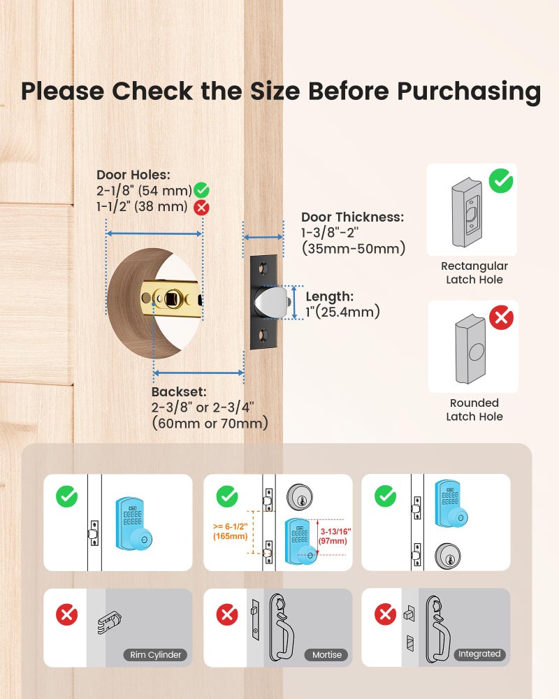 Hidalife Keypad Door Lock with Code, Electronic Keyless Entry Door Lock for Front Door, Door Knob with Keypad, Easy Passage Mode, Matte Black - Image 4