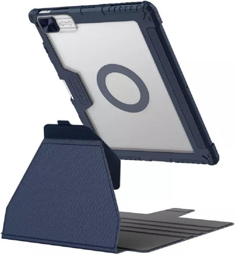 Nillkin Bumper Snapsafe Pu Leather Case Designed For Apple Ipad Air 13 2024/Pro 12.9 2020/2021/2022, Pen Holder/Shockproof/Detachable Case/ 360-Degree Rotary/Rear Camera Slide Cover Blue - Image 1