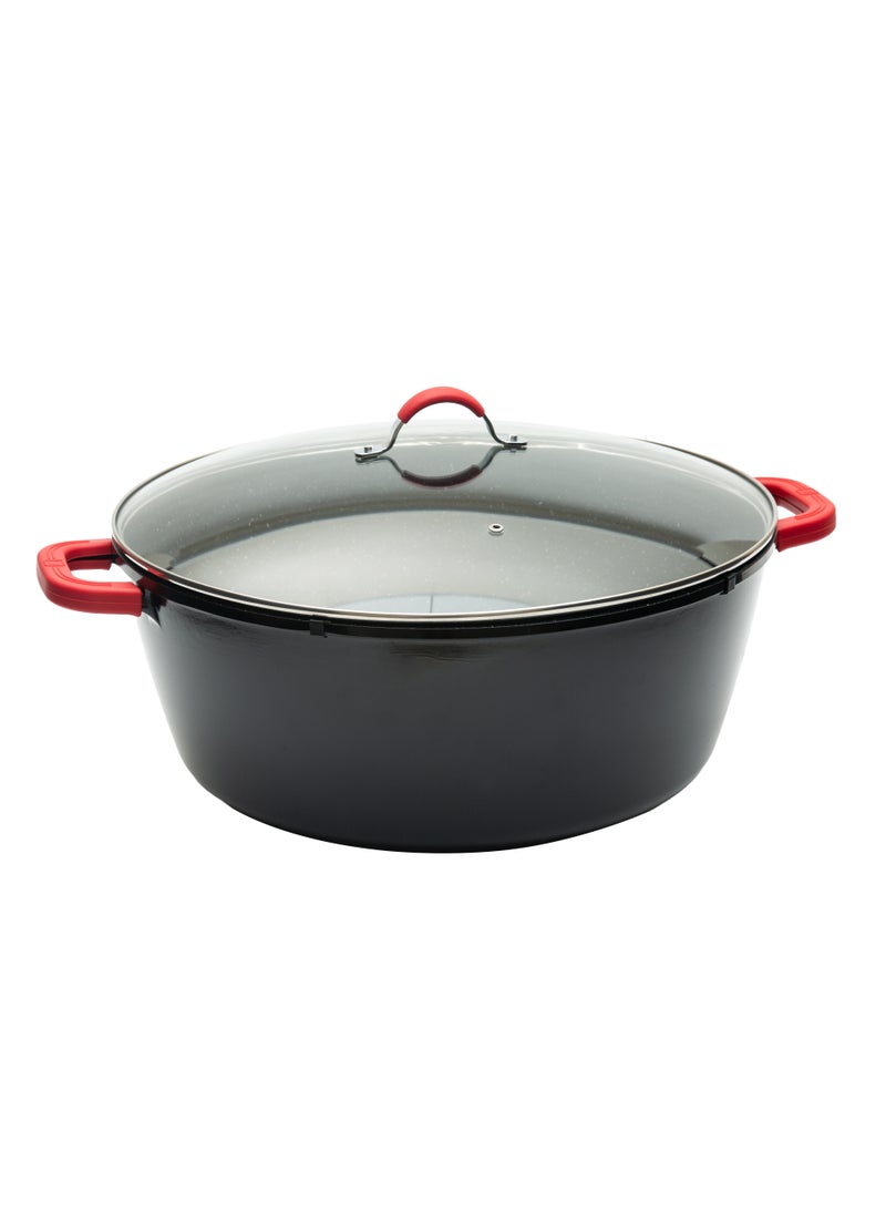 BERGNER NOVUM+ CASSEROLE WITH LID 44X18CM/22L, ALUMINUM, INDUCTION BOTTOM, MARBLE+ NON-STICK COATING, SHINY BLACK COLOR  - Image 1
