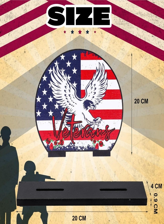 Seenelling 6 Pcs Veterans Large Table Decorations Patriotic Veterans Wooden Table Centerpiece Thank You Removable Wooden Decor Veterans Day Table Sign for Patriotic Party Memorial Supplies Home - Image 3
