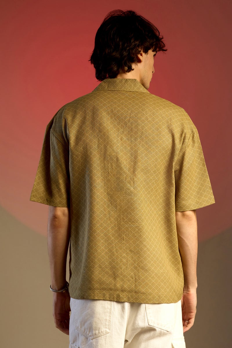 Campus Sutra Men's Olive Green Quad-Lined Oversized Shirt  - Image 5