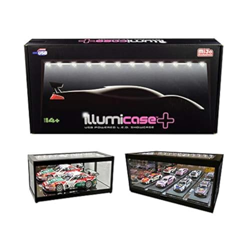 Illumibox Black Collectible Display Show Case Illumicase with LED Lights and Mirror Base and Back for 164 143 132 124 118 Scale Models - Image 1