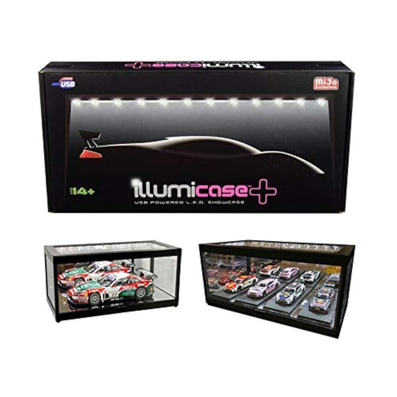 Illumibox Black Collectible Display Show Case Illumicase with LED Lights and Mirror Base and Back for 164 143 132 124 118 Scale Models - Image 2