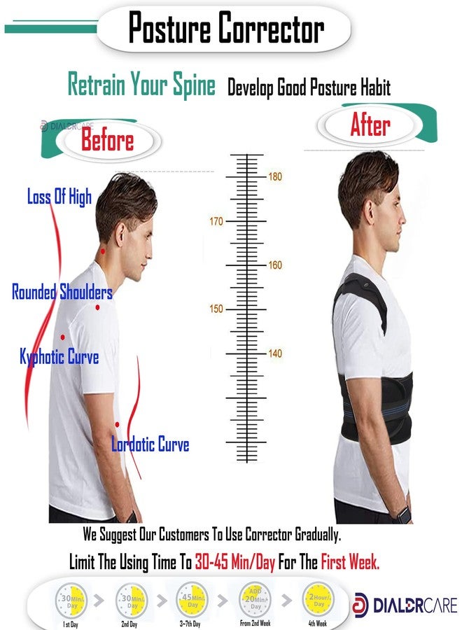 DIALDRCARE مصحح وضعية الظهر من ديالدركير للرجال والنساء - قابل للتعديل، يسمح بمرور الهواء، يدعم منطقة الكتف والقطنية - مصحح وضعية لتحسين وضعية الجسم، وتخفيف آلام الرقبة والظهر والكتف - Image 3