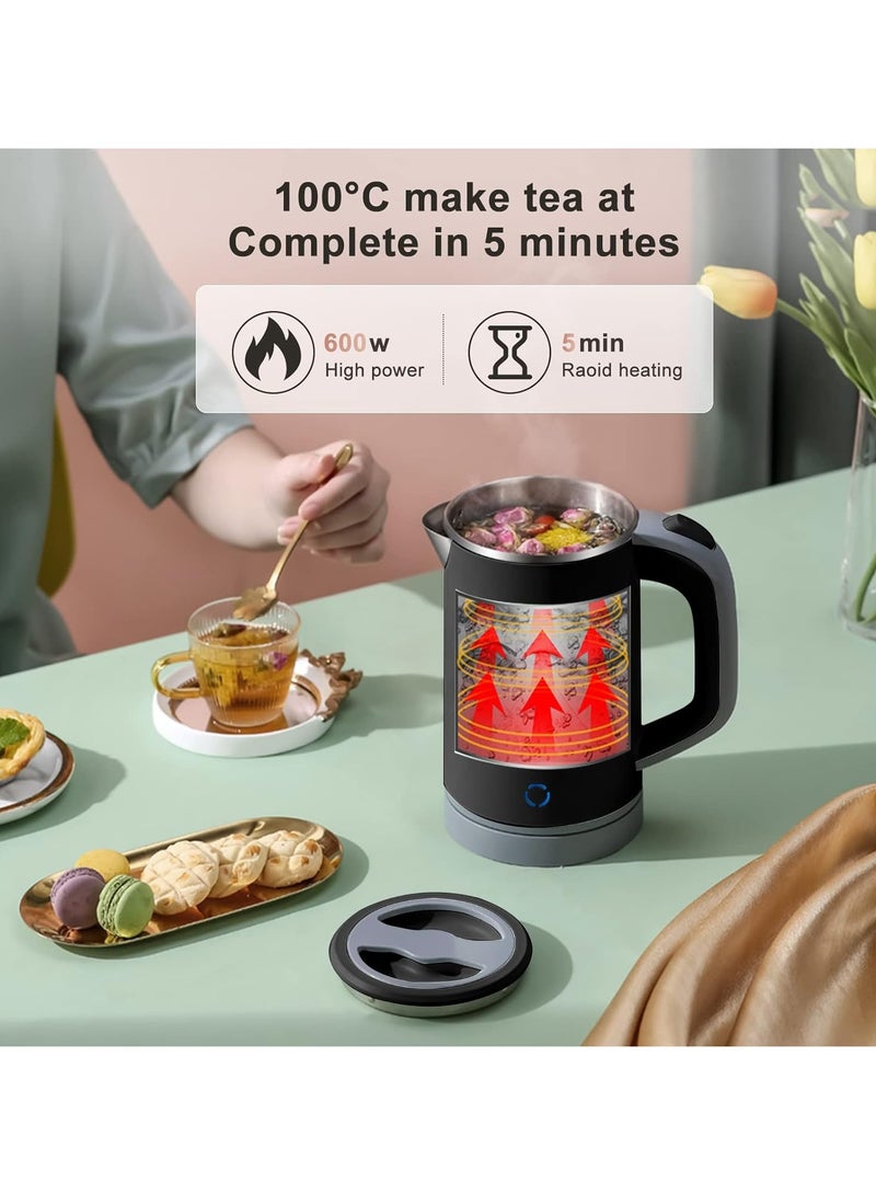 0.8L Small Electric Kettle, 600W Fast Boil Stainless Steel Portable Travel Kettle for Boiling Water Double-wall Tea Kettle, Auto-off Dry Protection - Image 2