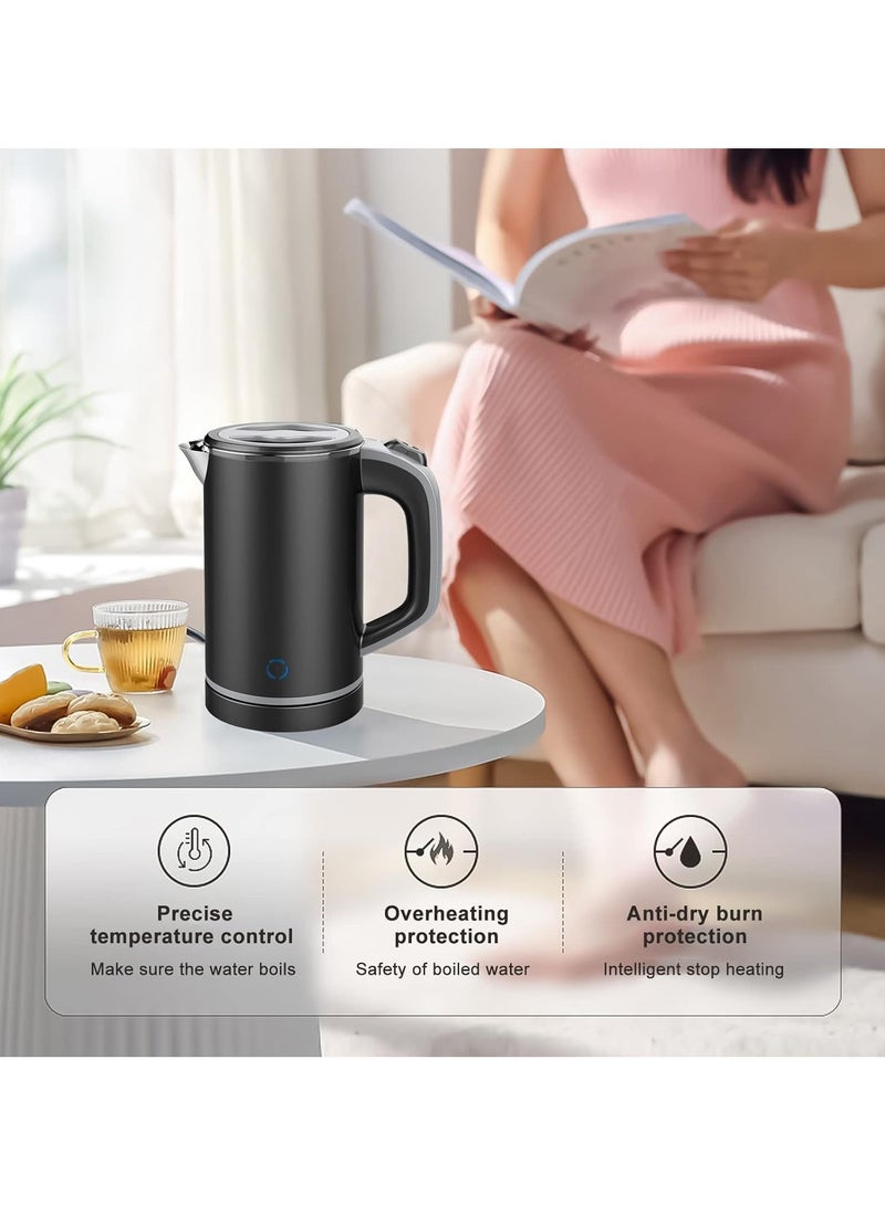 0.8L Small Electric Kettle, 600W Fast Boil Stainless Steel Portable Travel Kettle for Boiling Water Double-wall Tea Kettle, Auto-off Dry Protection - Image 3