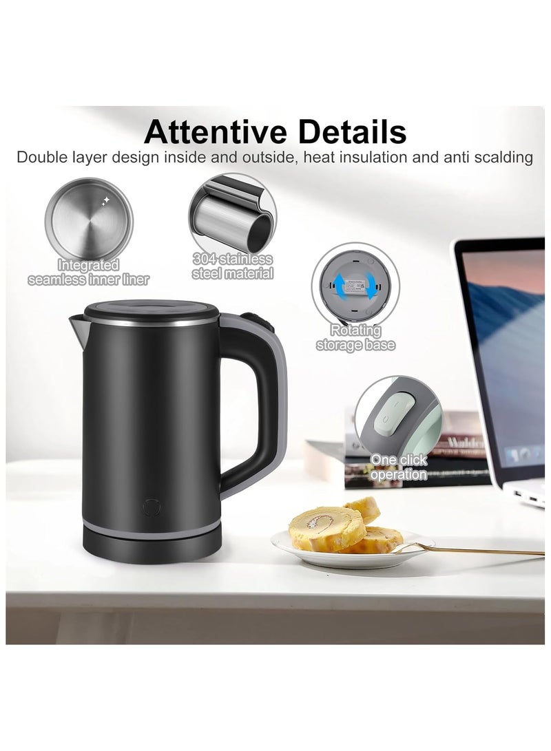 0.8L Small Electric Kettle, 600W Fast Boil Stainless Steel Portable Travel Kettle for Boiling Water Double-wall Tea Kettle, Auto-off Dry Protection - Image 5