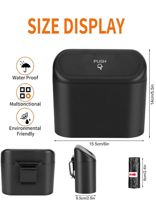 Beauenty Car Trash Can Bin with Lid, Universal Vehicle Mini Leakproof Garbage Can Bin with 150pcs Trash Bags Car Organizers and Storage for Front Back Seat Accessories for Auto Office Home - Image 2