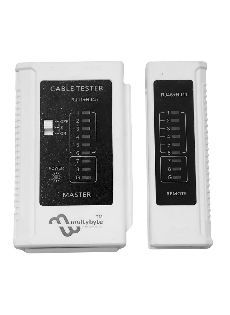 MULTYBYTE Multybyte LAN Cable Tester MultiFunctional for RJ11RJ12RJ45 CAT5CAT6 With 9 LED Indicators for CAT5eCAT6 10100 BaseT Supports TIA568A568B Standards  - Image 1