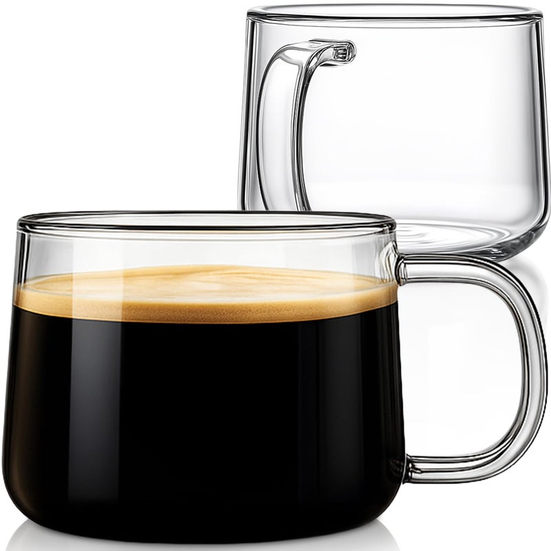 Aquach 16 oz Glass Coffee Mugs with Handle Set of 2 - Large Clear Glass Cups for Latte, Cappuccino, and Tea - Image 1