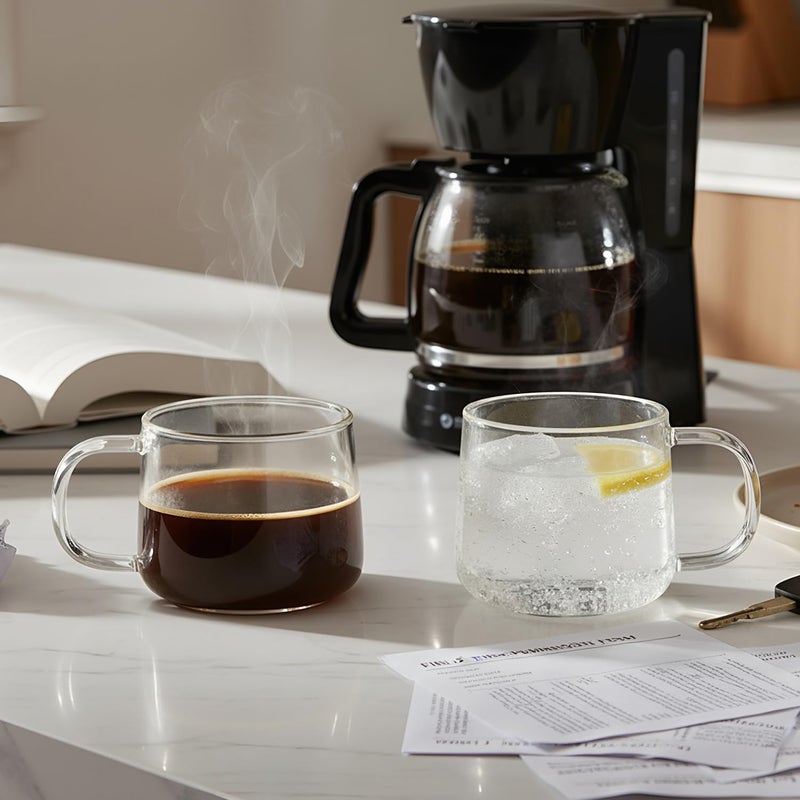 Aquach 16 oz Glass Coffee Mugs with Handle Set of 2 - Large Clear Glass Cups for Latte, Cappuccino, and Tea - Image 2