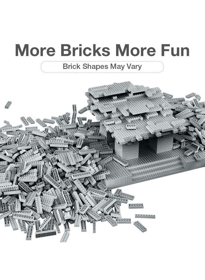 Lekebaby Lekebaby Building Bricks 1500 PCS Basic Building Blocks, Compatible with All Major Brands (Gray)  - Image 2