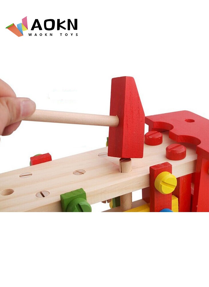 WAOKN Take Apart Wooden Bus Toy Wooden Hammer and Ball Toys STEM Developmental Fun Learning Toy Montessori Toys  - Image 2