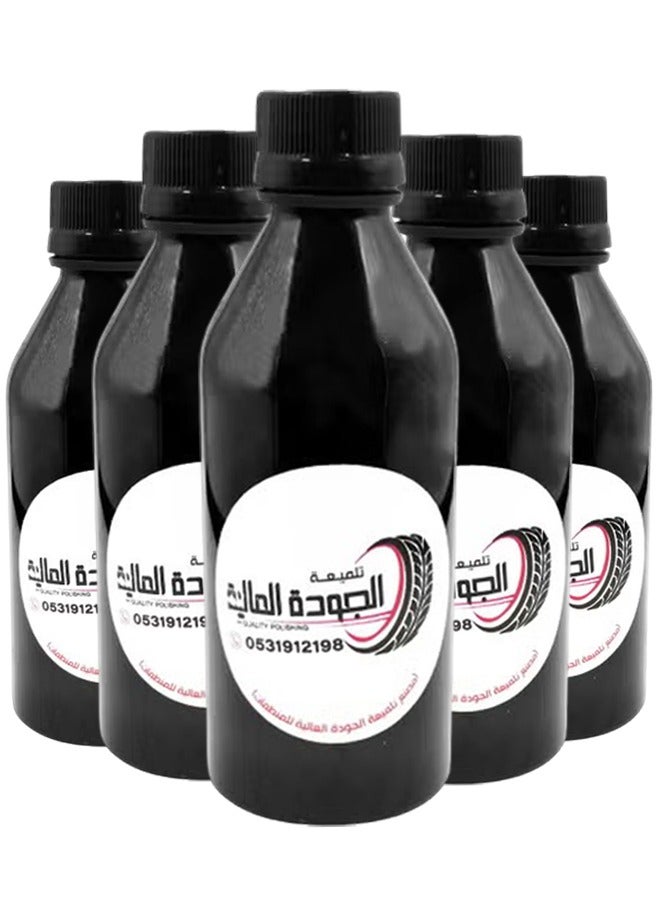 جودة مجموعة من 5 عبوات من سائل تلميع الإطارات الفاخر (100 مل) - طبقة حماية ولمعان للإطارات (سيارات، دراجات نارية، شاحنات) - لمعان يدوم طويلاً - تجديد مظهر المطاط - مظهر "مبلل" فوري - تركيبة سهلة الاستخدام - 5 عبوات × 100 مل. - Image 1