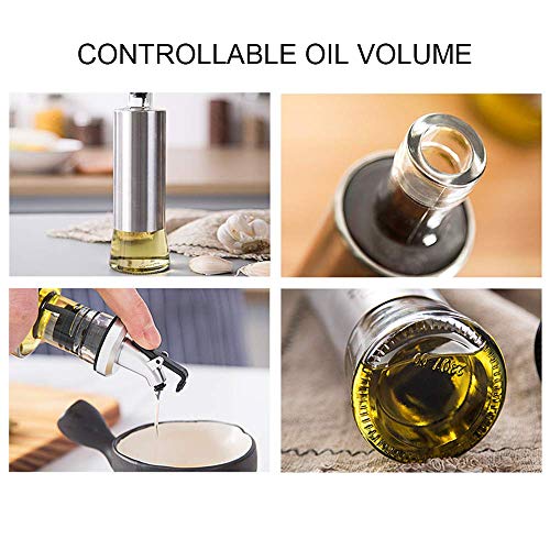 Ramkuwar with device of R Olive Vinegar Oil Dispenser, Stainless Steel Protecting 500ml Drip-Free Vinegar and Soy Sauce Bottle Set for Kitchen 500ml Steel Pack 1 - Image 3
