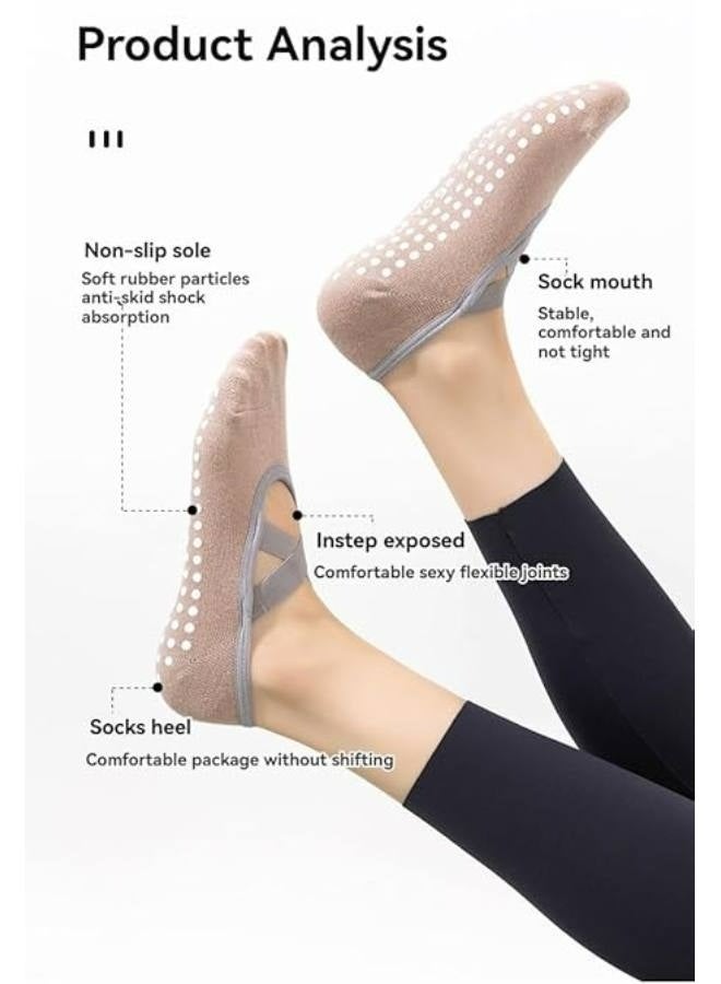 Generic 4 Pairs Yoga Grip Socks For Women，Pilates Anti Slip Socks Non Slip Socks For Pilates,Yoga, Ballet, Dance - Image 2