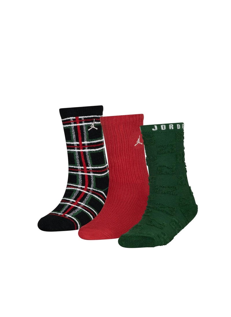 Jordan Kids Jordan Holiday 3 Pack Crew Socks  - Image 1