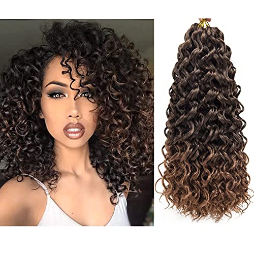 QRHSUKA GoGo Curl Crochet Hair for Women Water Wave Curly Crochet Hair Wavy Human Hair Deep Wave Beach Curl Crochet Synthetic Hair Extensions 14 inchPack of 6 T1B30 - Image 2