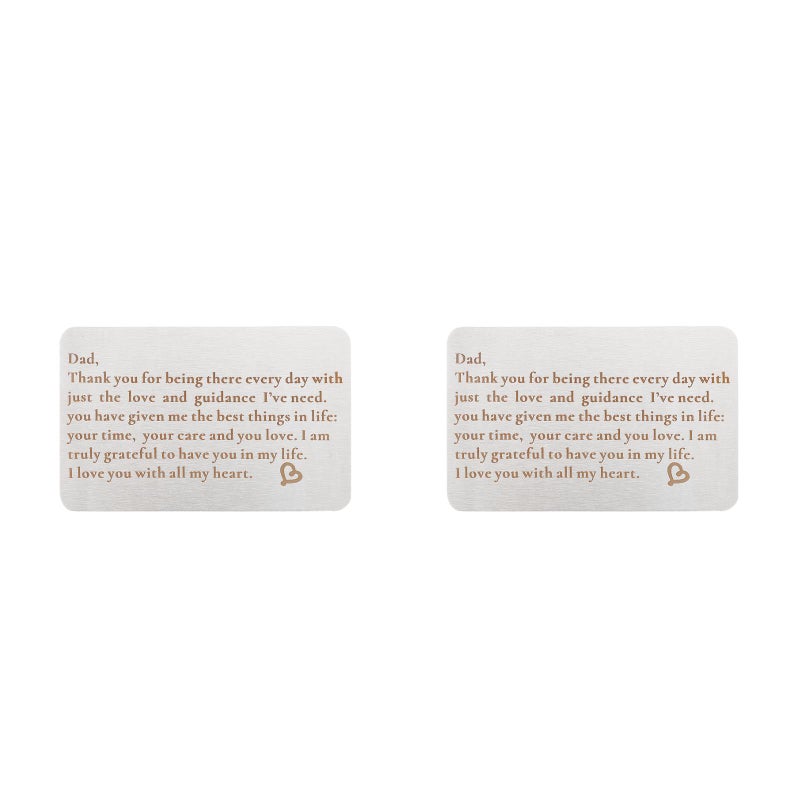 2pcs Stainless Steel Wallet Insert Father Engraved Accessory - Image 1