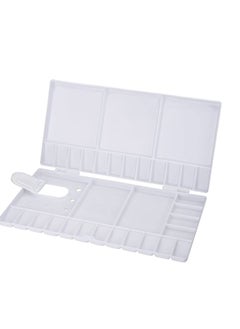 KASTWAVE Plastic Watercolour Palette Folding Painting Pallet Tray with 33 Compartments, Thumbhole and Brush Holders for Painters Students or Art Studio (White)  - Image 1