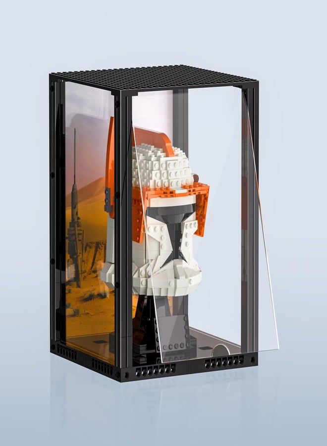 BRIKSMAX حافظة عرض أكريليك BRIKSMAX لخوذات ليغو القابلة للجمع، صندوق عرض شفاف محمي من الغبار مع بطاقة مطبوعة، هدية لجمعات ليغو (7.7x7.7x10 بوصة) - Image 1