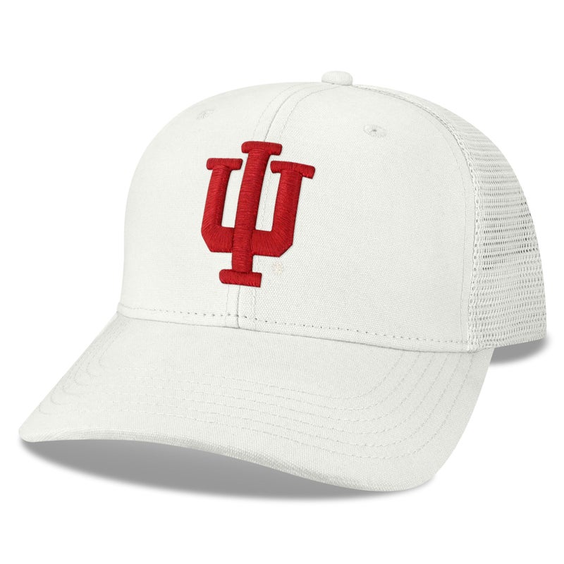Legacy NCAA Officially Licensed Baseball Hat, Indiana Hoosiers, Lightweight Cap for Men & Women, Mid-Pro Snapback Adjustable (MPS), White Trucker, One Size Fits Most, Snapback Closure - Image 1