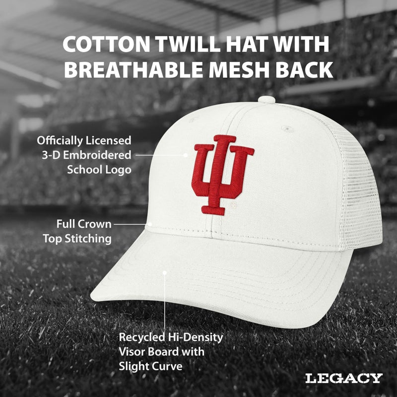 Legacy NCAA Officially Licensed Baseball Hat, Indiana Hoosiers, Lightweight Cap for Men & Women, Mid-Pro Snapback Adjustable (MPS), White Trucker, One Size Fits Most, Snapback Closure - Image 3