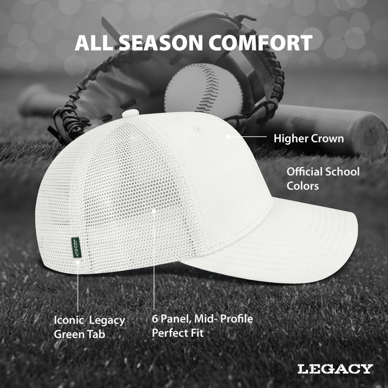 Legacy NCAA Officially Licensed Baseball Hat, Indiana Hoosiers, Lightweight Cap for Men & Women, Mid-Pro Snapback Adjustable (MPS), White Trucker, One Size Fits Most, Snapback Closure - Image 4