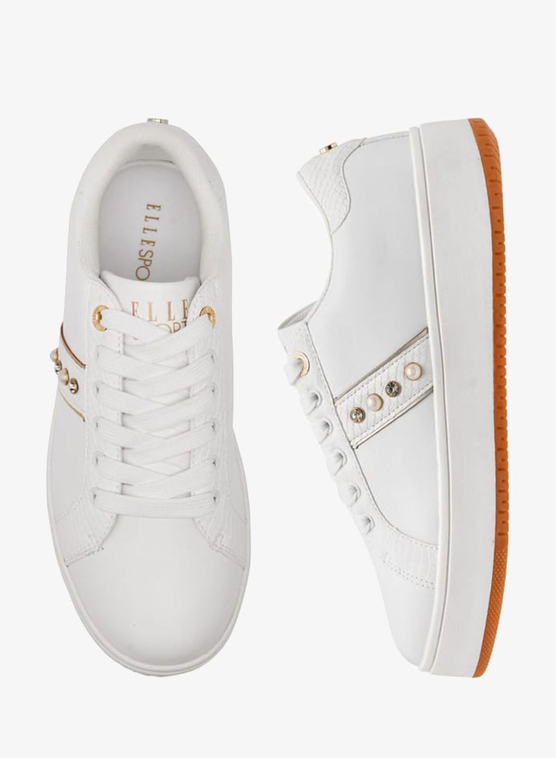 ELLE Women's Studded Sneakers with Lace-Up Closure - Image 3