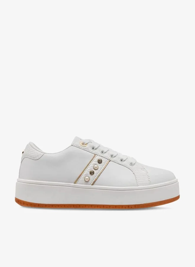 ELLE Women's Studded Sneakers with Lace-Up Closure