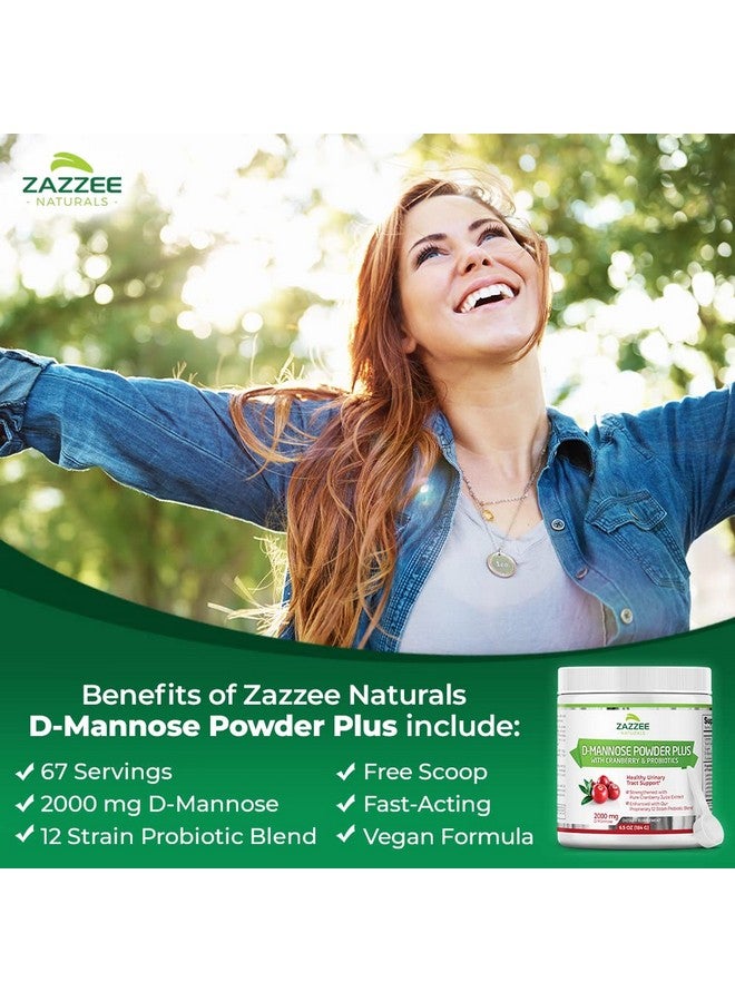 Zazzee Dmannose Powder Plus 67 Servings 6.5 Ounces Plus 5 Billion Cfu Probiotics Enhanced With Pure Cranberry Juice Includes Free Scoop Fastacting Vegan Nongmo And Allnatural - Image 4