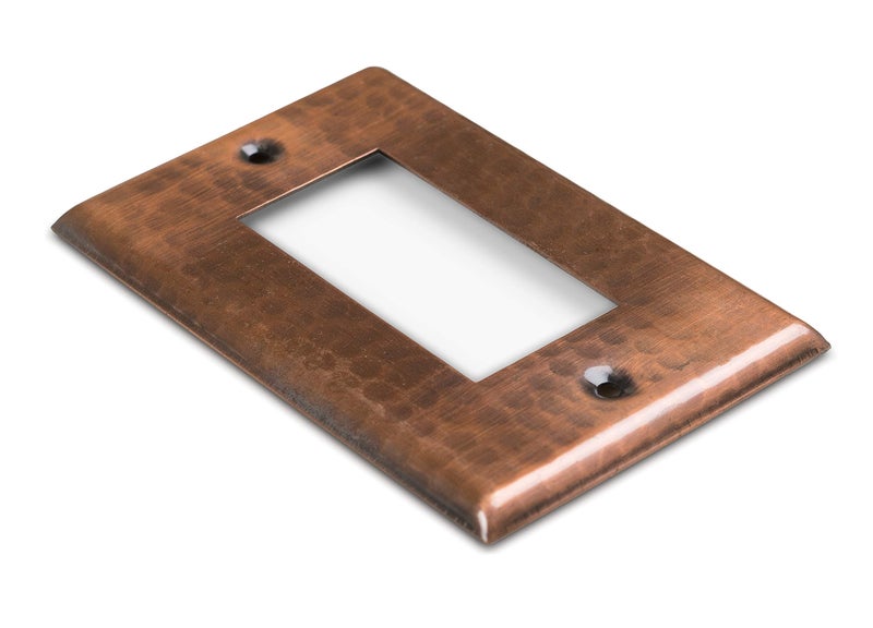 Monarch Abode 17013 Single Switch Hand Hammered Rocker Decorative Wall Plate - Switch Plate Outlet Cover - 1-Gang Pure Copper - Hammered Copper Outlet Covers - Copper Switch Plate Covers - Image 3