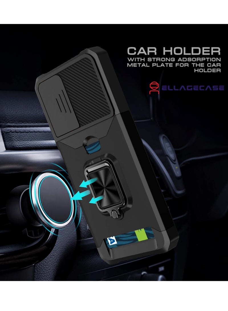 ELLAGECASE Impact-Resistant Case with Card Slot, Stand & Solid Camera Protection for Samsung Galaxy A55 – Includes Hidden Metal Plate - Image 4