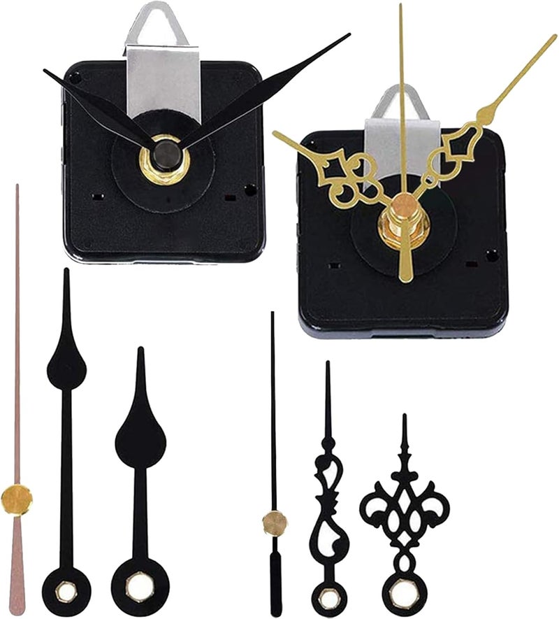 EMOON 2 Pack Clock Movement Mechanism with 4 Pairs of Short Hands Battery Silent Sweep Operated Quartz Clock Motor Kit DIY Repair Parts Replacement, 3/4 Inch Total Shaft Length - Image 1